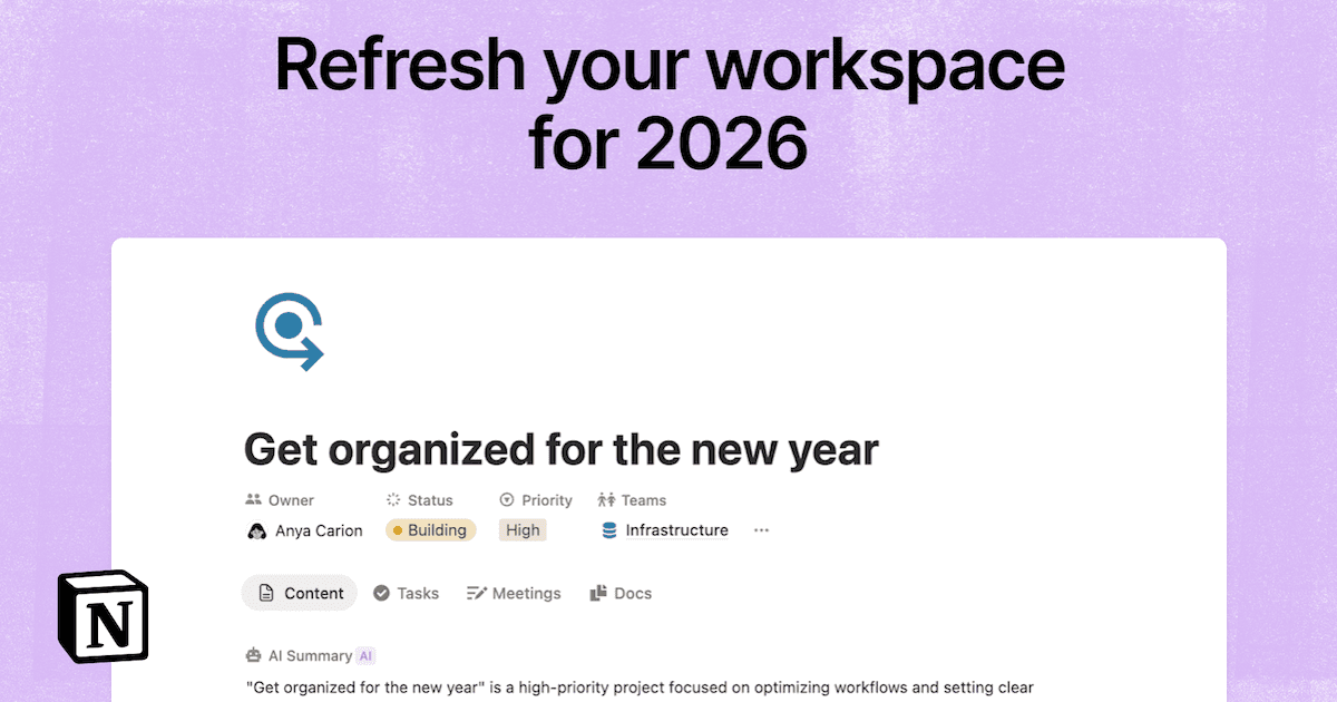Workshop: Start 2026 Organized with a Notion Workspace Refresh