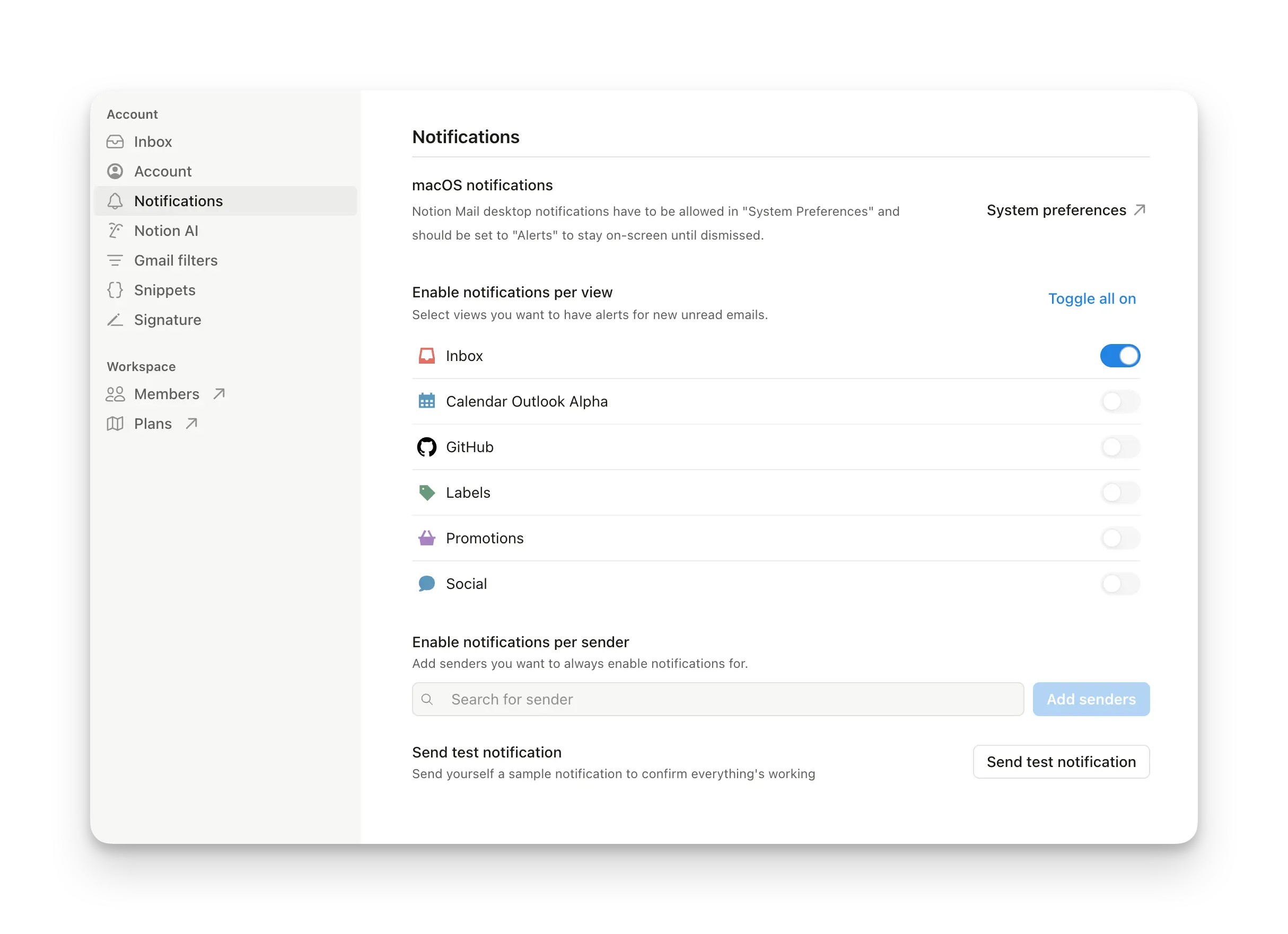 Customize notifications in Notion Mail