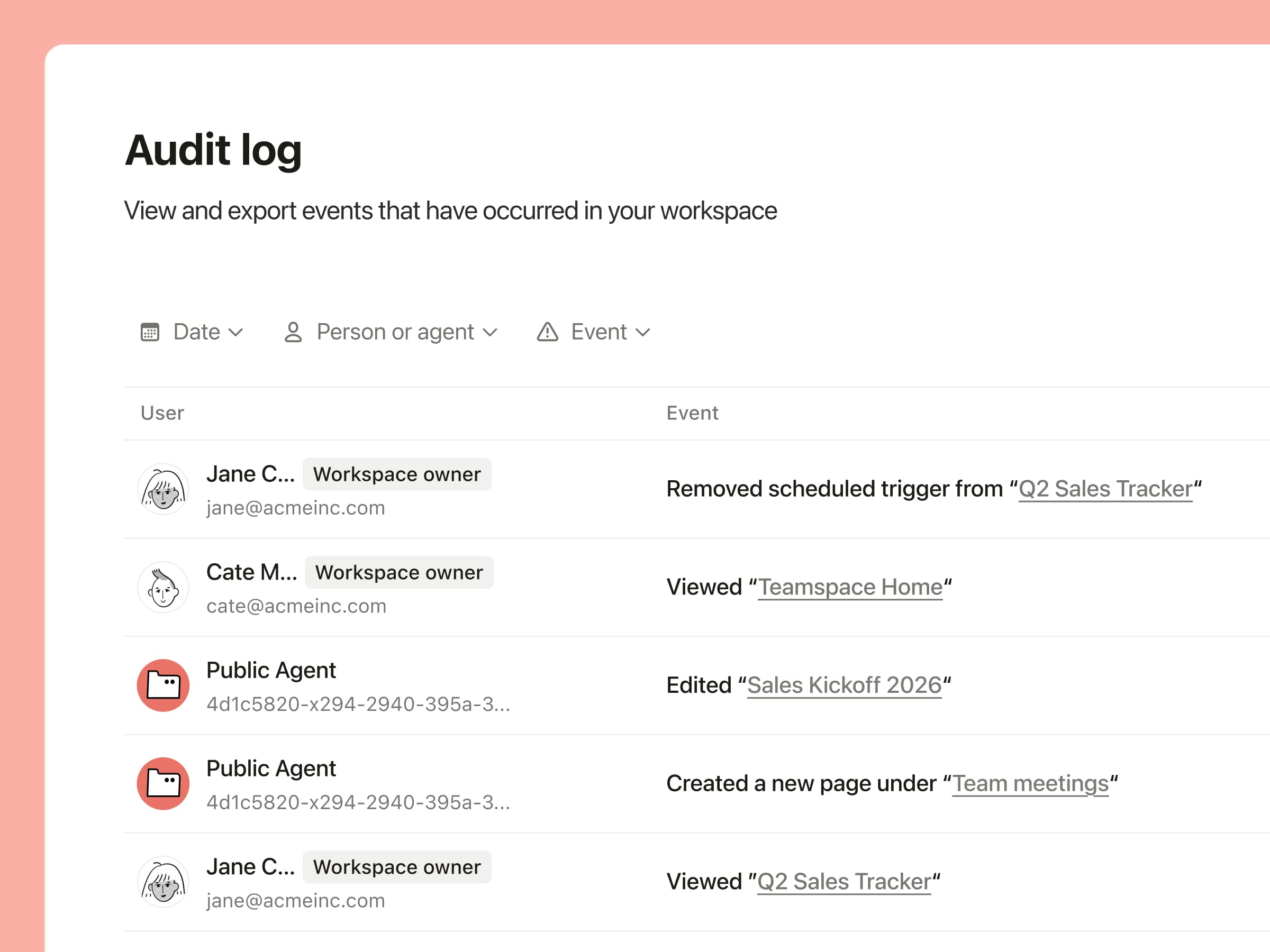 CA Audit log
