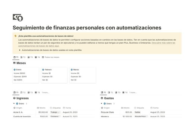 Seguimiento de finanzas personales con automatizaciones