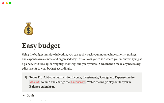 Easy budget
