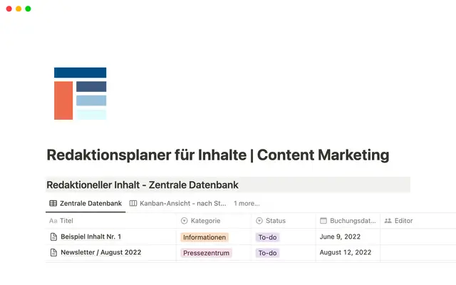 Redaktionsplaner für Inhalte | Content Marketing