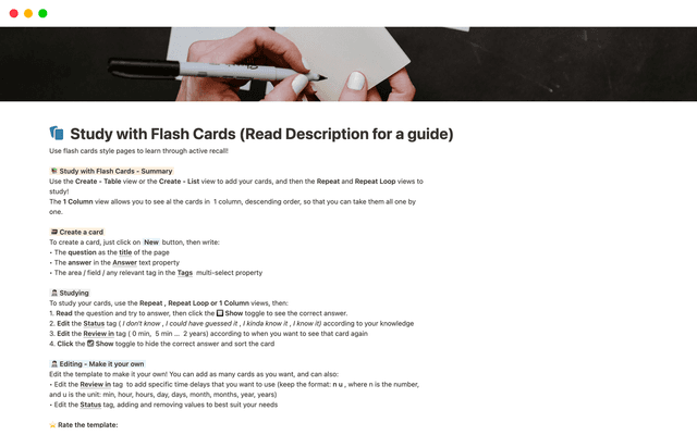 Flash Cards Template - Study using active recall