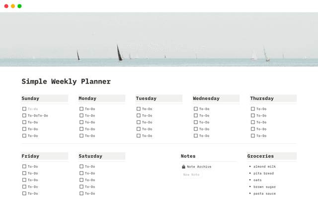 Simple Weekly Planner