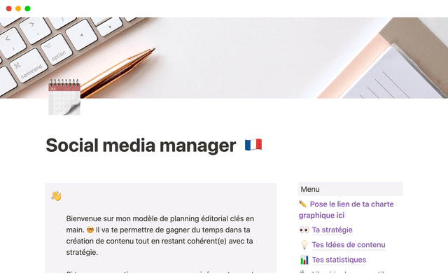 Social media manager template